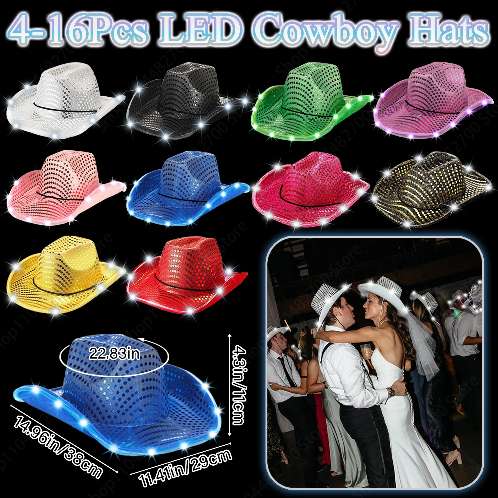 Party Hat Cone - Lot de 4/6/8/10/12/16 chapeaux de cowboy