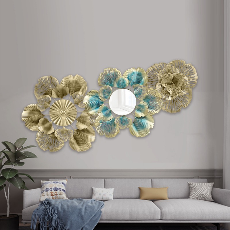 Flower Wall Panel - Miroir mural décoratif en fer forgé,
