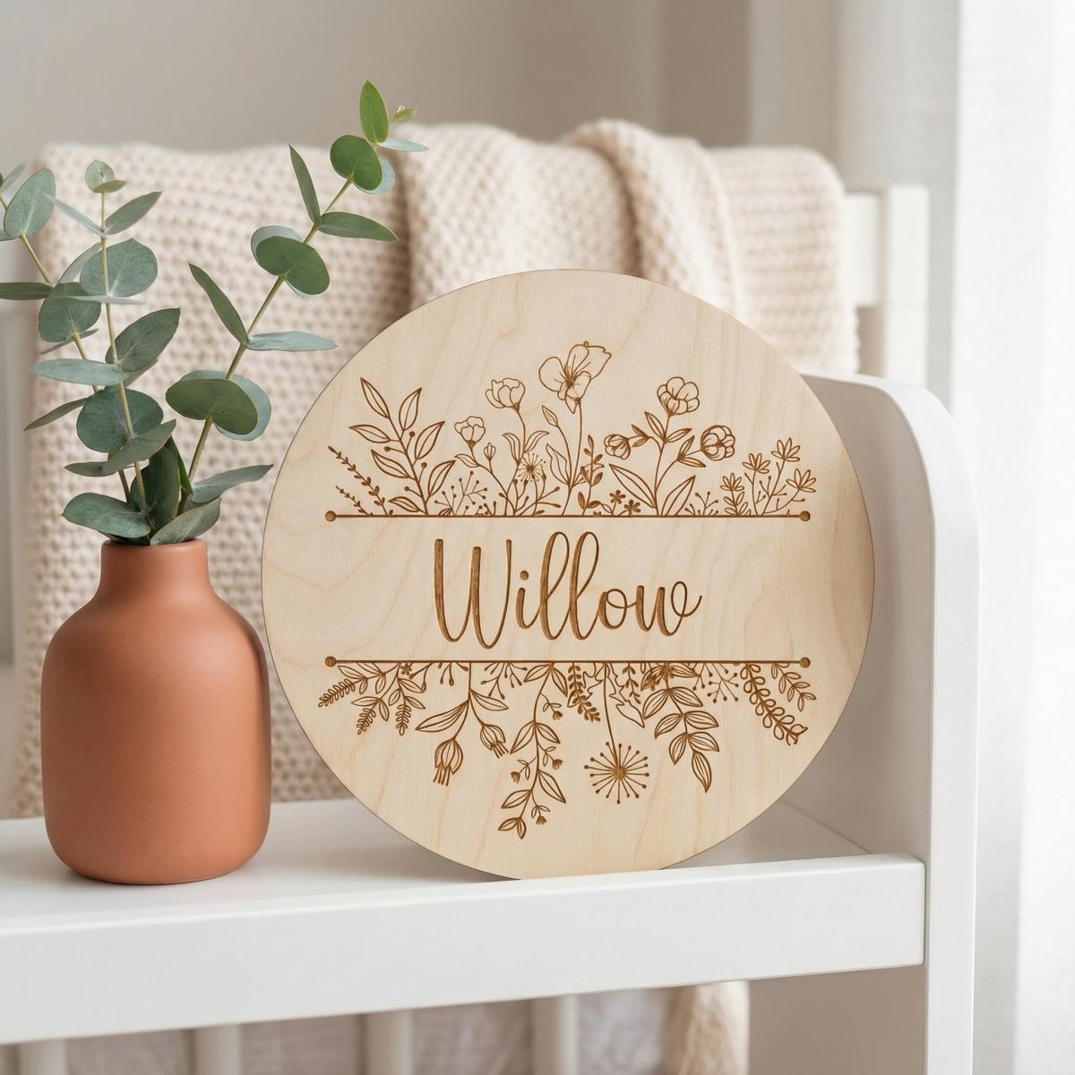 Plaque de nom de bébé ronde en - Eve Party avis et prix